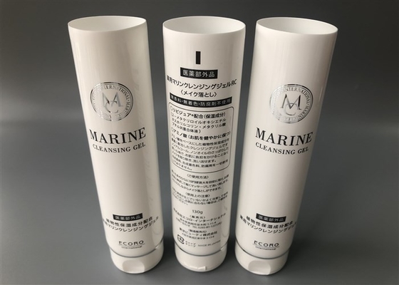 MARINE Cleansing Gel 130g Milk Plastic Cosmetic Tubes With Press Cover Hotstamping Silver Edge